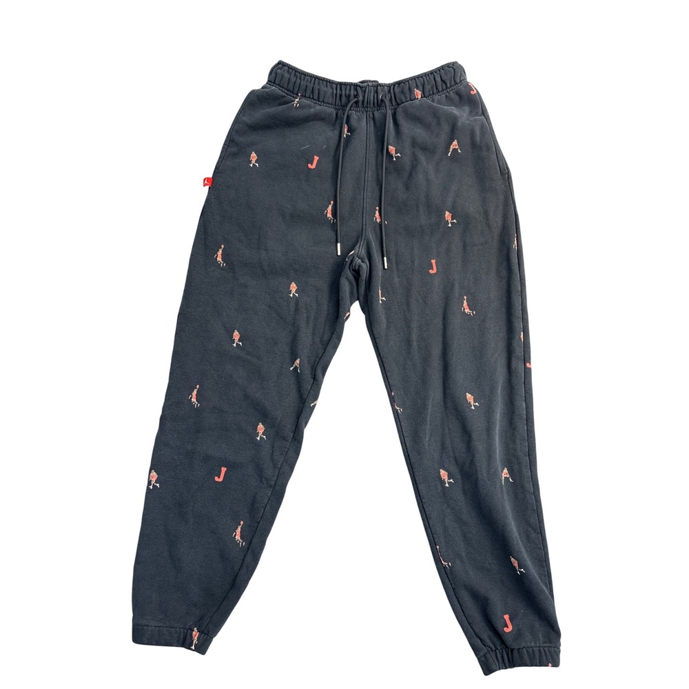 Jordan Mens All Over Print Jumpman Fleece Sweatpants Black Red Large 2568